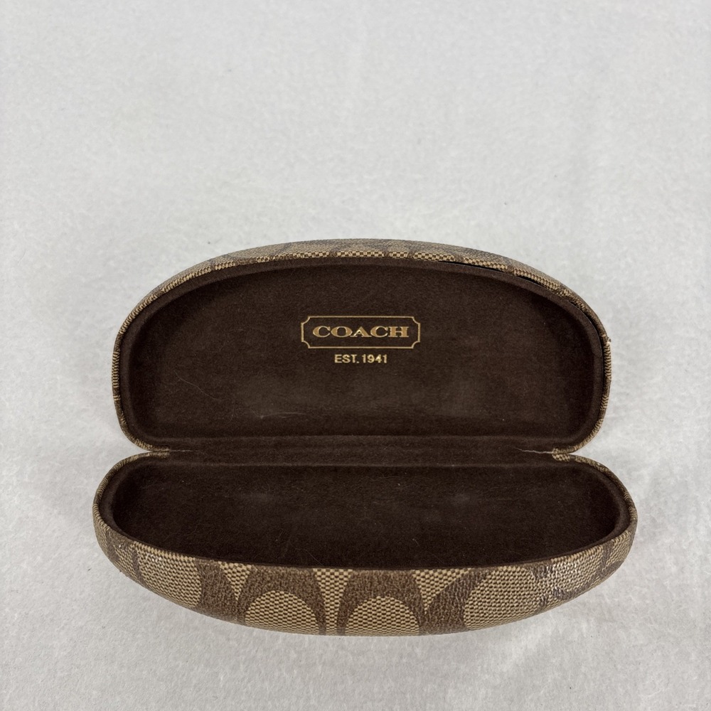 COACH Signature Monogram Brown Hard Clamshell Sunglasses Eye Glass Case